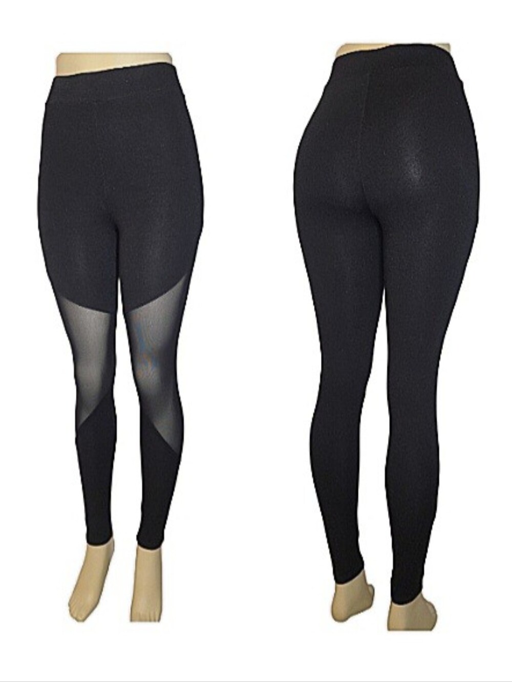 Forever 21 Y2K Women's Black High-Waisted Mesh Insert Leggings Size S